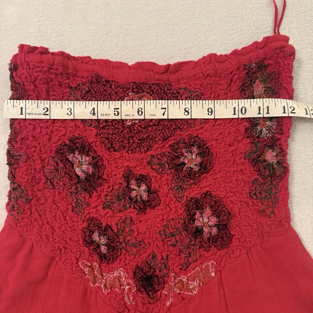 Free People Karan Strapless Smocked Floral Red Jumpsuit Size XS Boho Festival - Picture 3 of 15